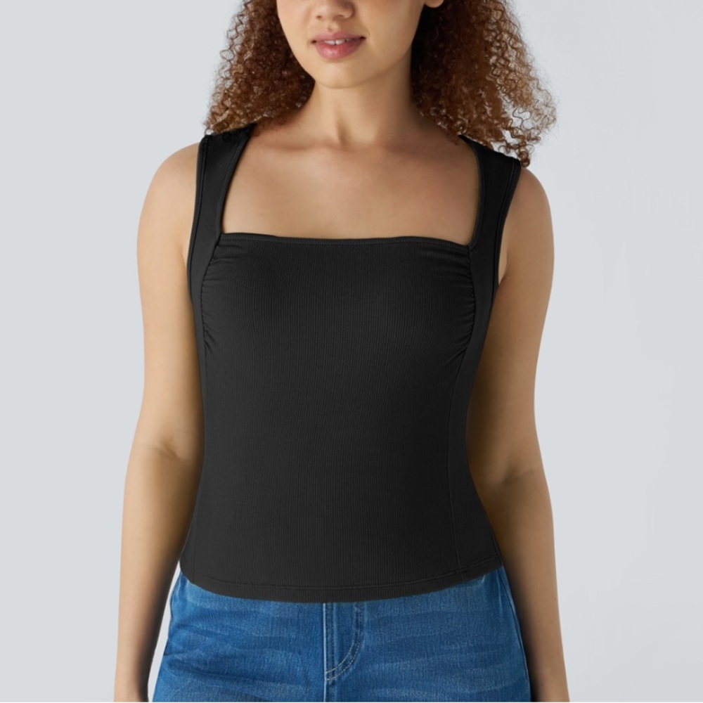Halara Ribbed Knit Square Neck Sleeveless Top